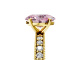Yellow gold Fancy Pink Oval  Milgrain Pave Diamond Engagement Ring with Four-Prong Setting_157