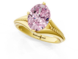 Yellow gold Fancy Pink Oval  Solitaire Beaded Band Six-Prong Setting_1