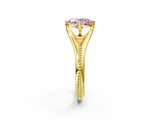 Yellow gold Fancy Pink Oval  Solitaire Beaded Band Six-Prong Setting_2