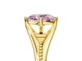 Yellow gold Fancy Pink Oval  Solitaire Beaded Band Six-Prong Setting_5
