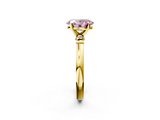 Yellow gold Fancy Pink Oval  Solitaire Beaded Band with Four-Prong Setting_66