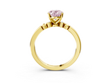 Yellow gold Fancy Pink Oval  Solitaire Beaded Band with Four-Prong Setting_67