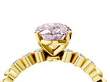 Yellow gold Fancy Pink Oval  Solitaire Bezel Accent Diamond Engagement Ring with Beaded Band and Four-Prong Setting_28