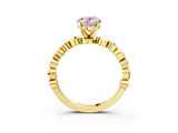 Yellow gold Fancy Pink Oval  Solitaire Bezel-Set Diamond Ring with Beaded Band and Four-Prong Setting_35