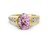 Yellow gold Fancy Pink Oval  Solitaire Bezel-Set Diamond Ring with Channel-Set Band_20