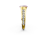 Yellow gold Fancy Pink Oval  Solitaire Bezel-Set Diamond Ring with Channel-Set Band_22