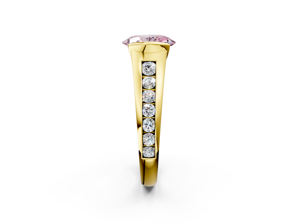 Yellow Gold Oval Half Bezel Engagement Ring Setting for Fancy Pink Center