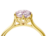 Yellow gold Fancy Pink Oval  Solitaire Cathedral Diamond Ring with Six-Prong Setting_21