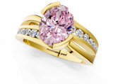 Yellow gold Fancy Pink Oval  Solitaire Channel-Set Split Shank Ring with Tension Prong Setting_4