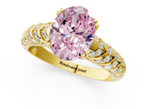Yellow gold Fancy Pink Oval  Solitaire Chevron Pave Diamond Engagement Ring with Six-Prong Setting_4