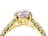 Yellow gold Fancy Pink Oval  Solitaire Chevron Pave Diamond Engagement Ring with Six-Prong Setting_7