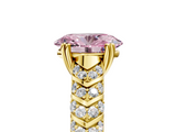 Yellow gold Fancy Pink Oval  Solitaire Chevron Pave Diamond Engagement Ring with Six-Prong Setting_8