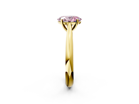 Yellow gold Fancy Pink Oval  Solitaire Diamond Engagement Ring with Cathedral Setting and Four-Prong Mount on a Classic Band_54