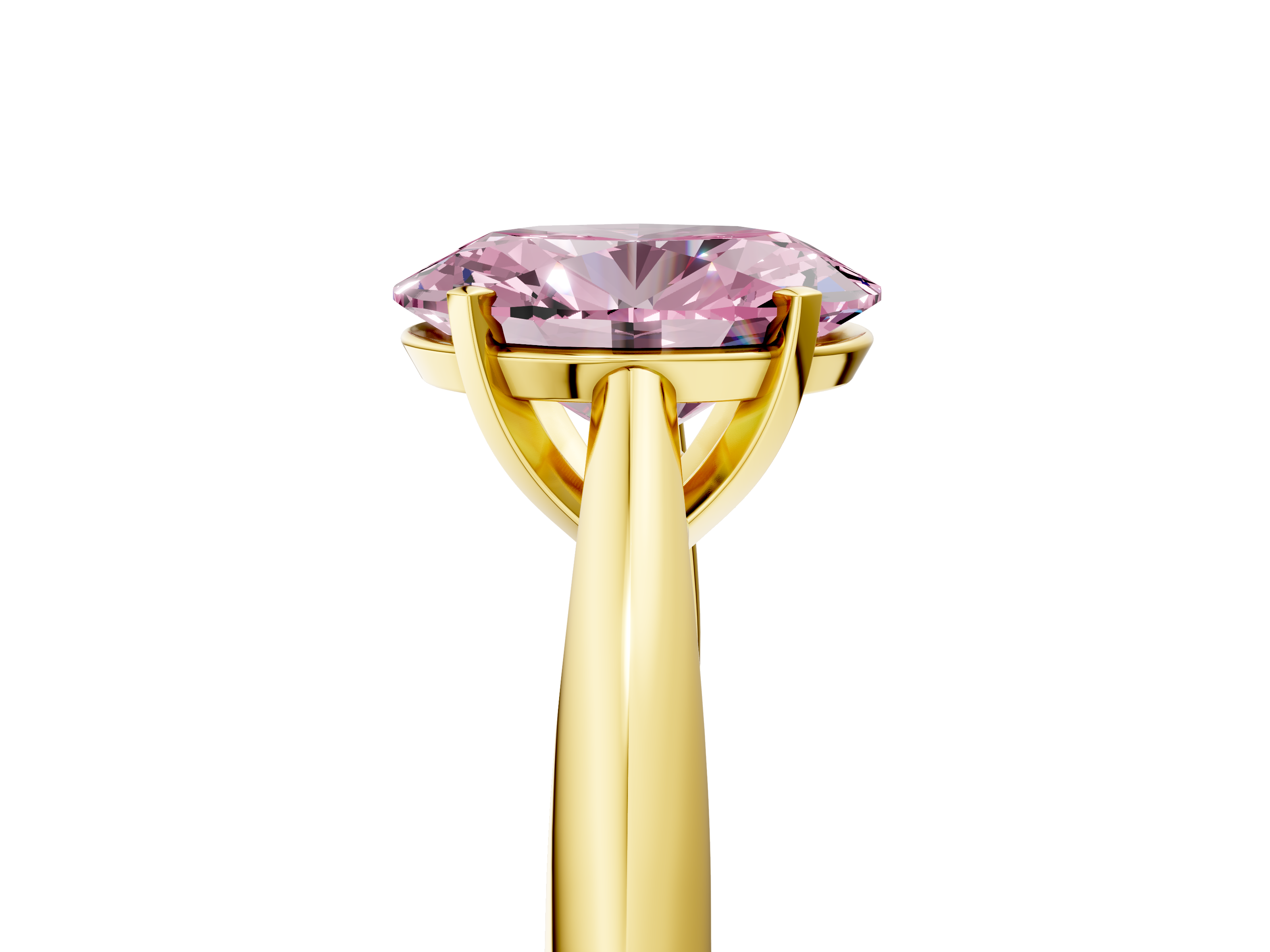 Yellow gold Fancy Pink Oval  Solitaire Diamond Engagement Ring with Cathedral Setting and Four-Prong Mount on a Classic Band_57