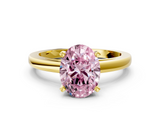 Yellow gold Fancy Pink Oval  Solitaire Diamond Engagement Ring with Four-Prong Setting on a Classic Band_3