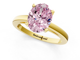 Yellow gold Fancy Pink Oval  Solitaire Diamond Engagement Ring with Four-Prong Setting on a Classic Band_4