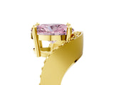 Yellow gold Fancy Pink Oval  Solitaire Diamond Engagement Ring with Pave Band and Four-Prong Setting 1