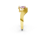 Yellow gold Fancy Pink Oval  Solitaire Diamond Engagement Ring with Pave Band and Four-Prong Setting 4