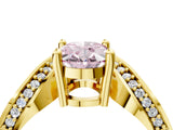 Yellow gold Fancy Pink Oval  Solitaire Diamond Engagement Ring with Pave Band and Four-Prong Setting