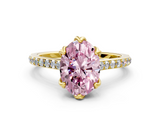 Yellow gold Fancy Pink Oval  Solitaire Diamond Engagement Ring with Pave Band and Six-Prong Setting_20