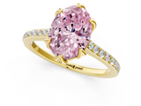 Yellow gold Fancy Pink Oval  Solitaire Diamond Engagement Ring with Pave Band and Six-Prong Setting_21