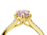 Yellow gold Fancy Pink Oval  Solitaire Diamond Engagement Ring with Pave Band and Six-Prong Setting_24