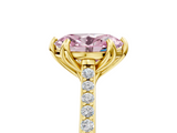Yellow gold Fancy Pink Oval  Solitaire Diamond Engagement Ring with Pave Band and Six-Prong Setting_25
