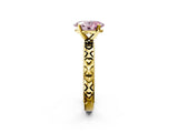 Yellow gold Fancy Pink Oval  Solitaire Diamond Engagement Ring with XO Engraved Band and Four-Prong Setting 2