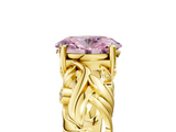Yellow gold Fancy Pink Oval  Solitaire Diamond Leaf Vine Band with Prong Setting_47