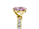 Yellow gold Fancy Pink Oval  Solitaire Diamond Pavé Band with Four-Prong Setting_33