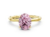 Yellow gold Fancy Pink Oval  Solitaire Diamond Ring with Bamboo Band and Four-Prong Setting_55