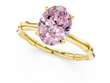 Yellow gold Fancy Pink Oval  Solitaire Diamond Ring with Bamboo Band and Four-Prong Setting_56
