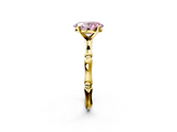 Yellow gold Fancy Pink Oval  Solitaire Diamond Ring with Bamboo Band and Four-Prong Setting_57