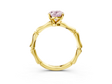 Yellow gold Fancy Pink Oval  Solitaire Diamond Ring with Bamboo Band and Four-Prong Setting_58