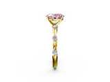 Yellow gold Fancy Pink Oval  Solitaire Diamond Ring with Bezel Set Side Stones and Prong Setting_5