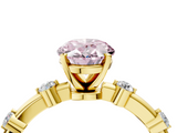 Yellow gold Fancy Pink Oval  Solitaire Diamond Ring with Bezel Set Side Stones and Prong Setting_7