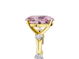 Yellow gold Fancy Pink Oval  Solitaire Diamond Ring with Bezel Set Side Stones and Prong Setting_8
