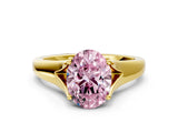 Yellow gold Fancy Pink Oval  Solitaire Diamond Ring with Cathedral Band and Four-Prong Setting_66