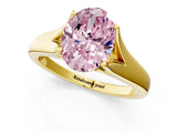 Yellow gold Fancy Pink Oval  Solitaire Diamond Ring with Cathedral Band and Four-Prong Setting_67