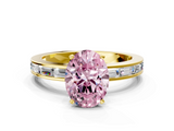 Yellow gold Fancy Pink Oval  Solitaire Diamond Ring with Channel-Set Baguette Band and Four-Prong Setting_79