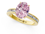 Yellow gold Fancy Pink Oval  Solitaire Diamond Ring with Channel-Set Baguette Band and Four-Prong Setting_80