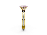 Yellow gold Fancy Pink Oval  Solitaire Diamond Ring with Channel-Set Baguette Band and Four-Prong Setting_81