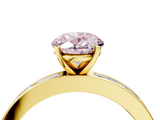Yellow gold Fancy Pink Oval  Solitaire Diamond Ring with Channel-Set Baguette Band and Four-Prong Setting_83