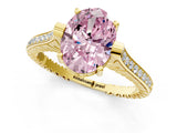 Yellow gold Fancy Pink Oval  Solitaire Diamond Ring with Channel Set Band and Bezel Prong Setting_57