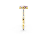 Yellow gold Fancy Pink Oval  Solitaire Diamond Ring with Channel Set Band and Bezel Prong Setting_58