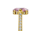 Yellow gold Fancy Pink Oval  Solitaire Diamond Ring with Channel Set Band and Bezel Prong Setting_61