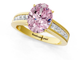 Yellow gold Fancy Pink Oval  Solitaire Diamond Ring with Channel-Set Band and Four-Prong Setting_4