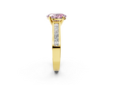 Yellow gold Fancy Pink Oval  Solitaire Diamond Ring with Channel-Set Band and Four-Prong Setting_5