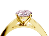 Yellow gold Fancy Pink Oval  Solitaire Diamond Ring with Channel-Set Band and Four-Prong Setting_7
