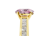 Yellow gold Fancy Pink Oval  Solitaire Diamond Ring with Channel-Set Band and Four-Prong Setting_8